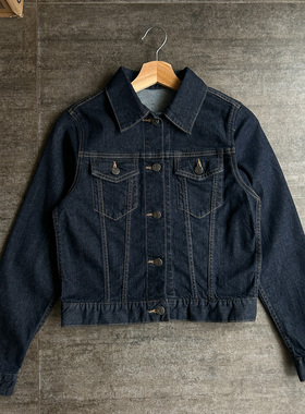 不褪换 美国G@P春秋女黑色丹宁布美式经典修身版牛仔夹克短外套