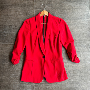 不褪换 欧洲单charlotte russe春秋单粒扣袖子打褶子西装外套上衣