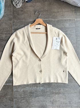 不褪换 千元级法国onestep春秋女士V领宽松版粘胶混纺开衫小外套