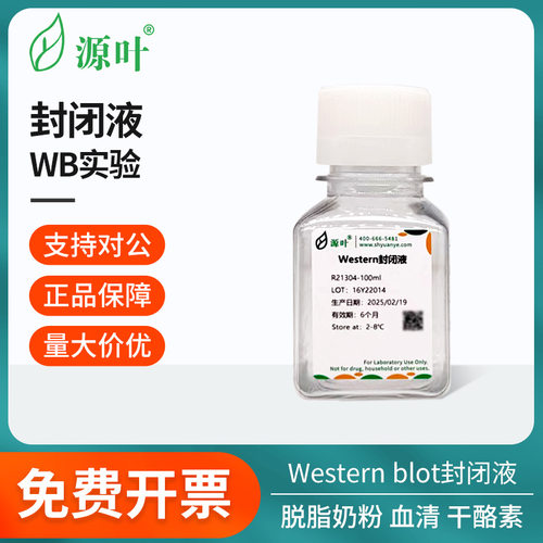 源叶封闭液脱脂奶粉血清干酪素鱼明胶聚乙烯吡咯烷酮Western封闭