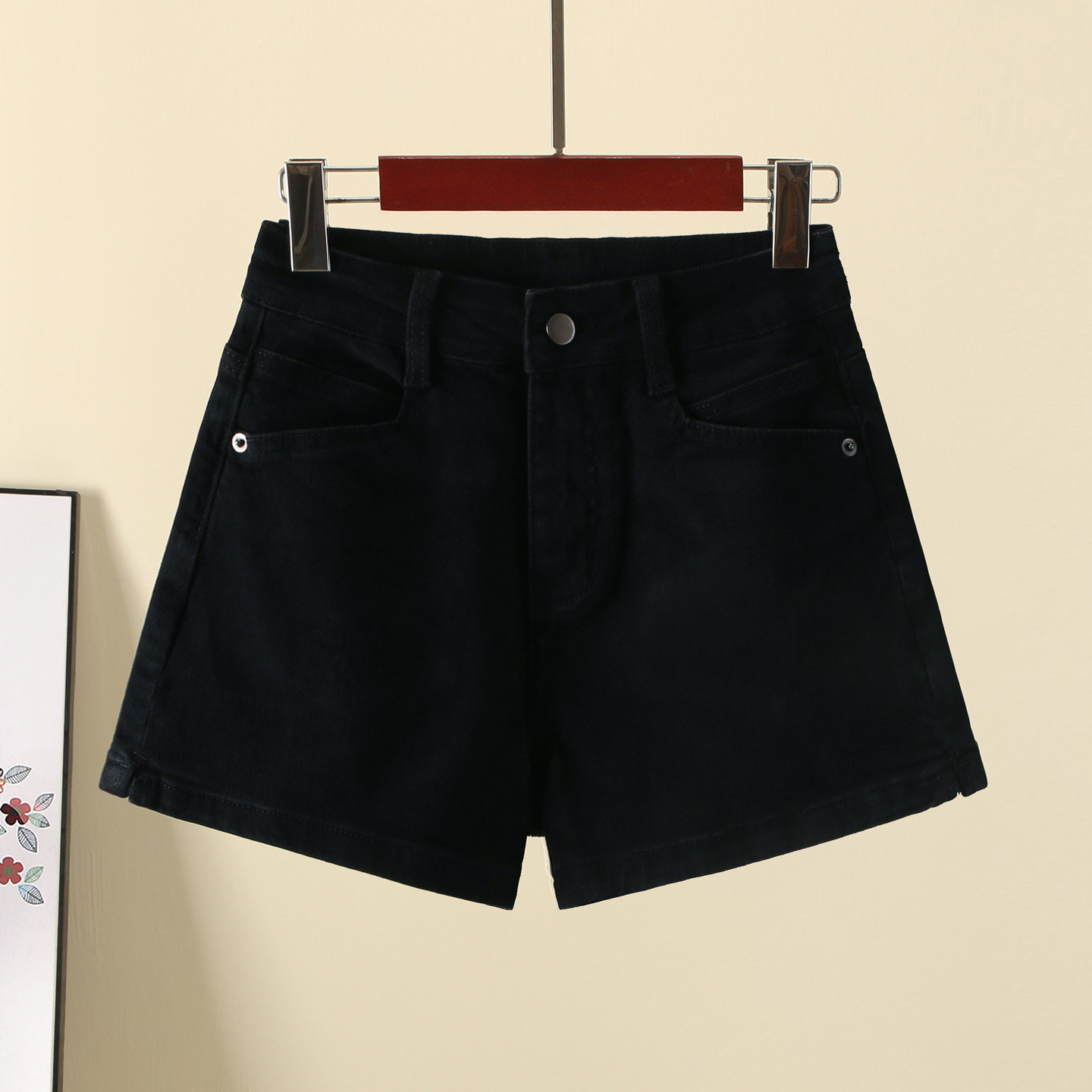 黑色牛仔短裤女2026新款春夏季高腰宽松阔腿开叉显瘦休闲弹力热裤