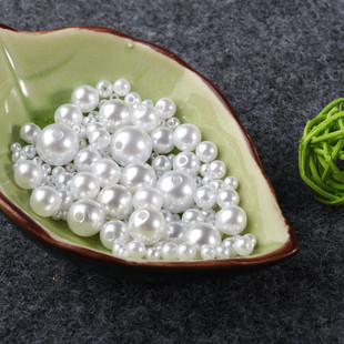高亮纯白米白直孔ABS仿珍珠 3-20mm圆珠散珠 DIY手工材料饰品配件