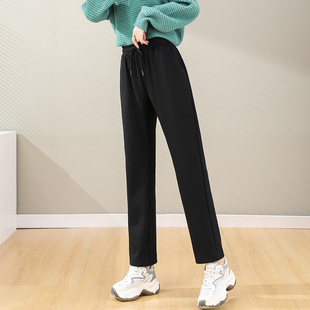 秋冬加绒加厚运动裤女直筒宽松保暖高腰休闲裤子学生卫裤保暖外穿