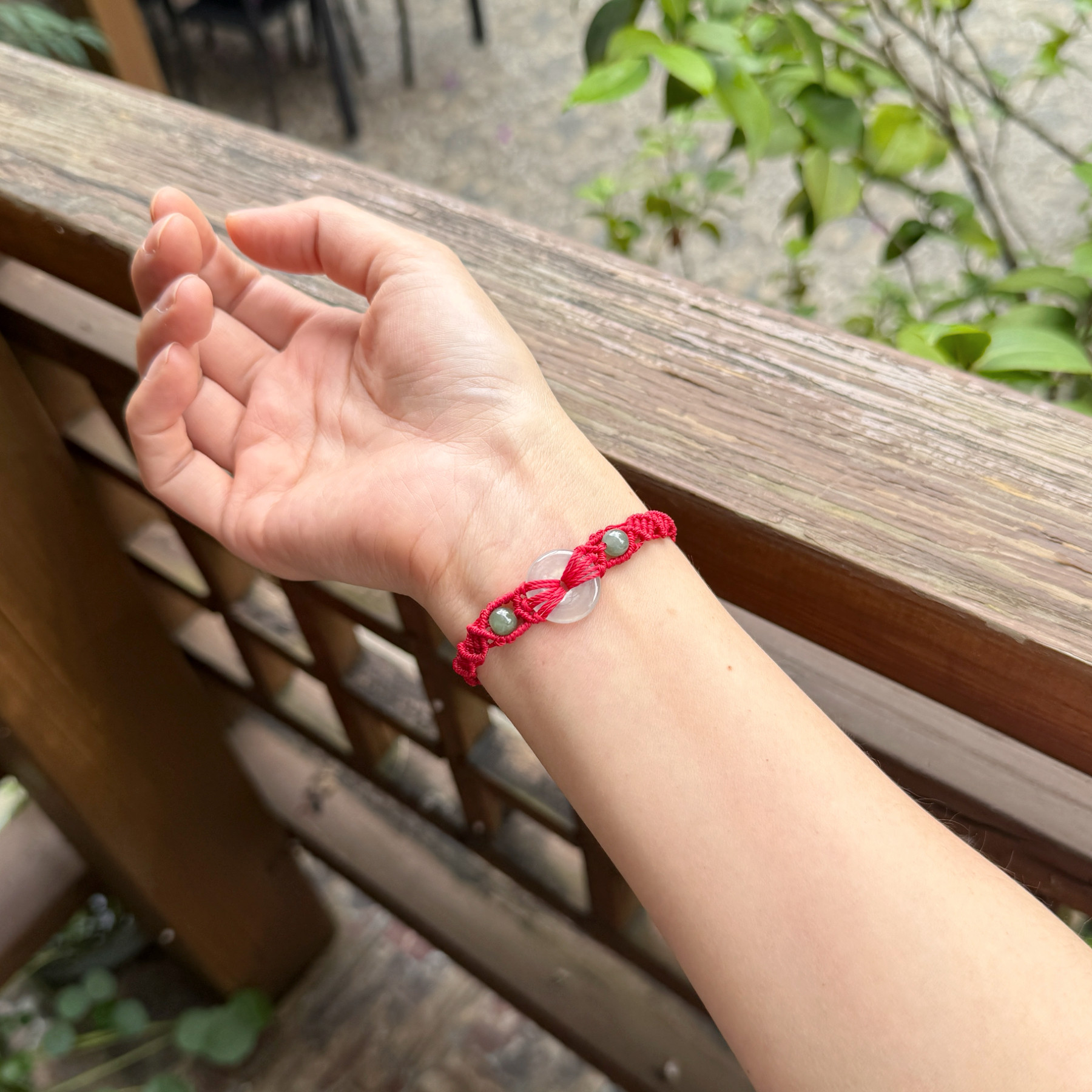 天然翡翠冰种平安扣手绳女本命年手工编织玉红绳手链古风中式饰品