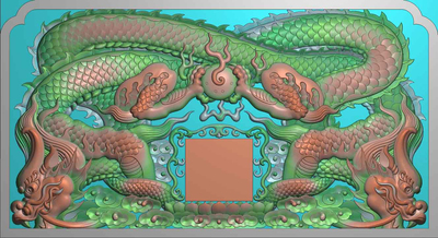 新款碑精雕图灰度图扫描图大理石雕刻碑头双龙