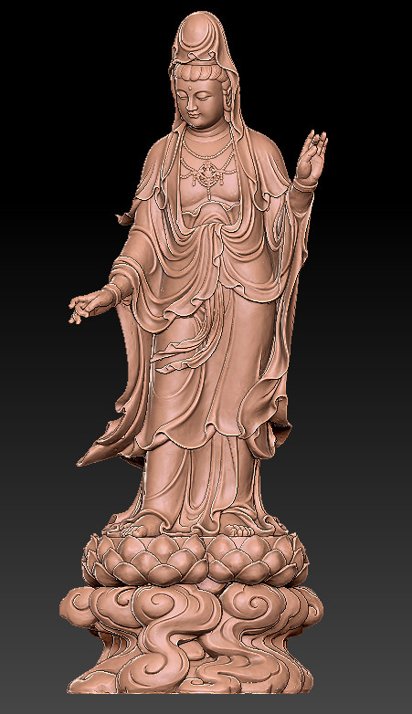 观音3d打印树脂模型stl文件三维立体图雕刻图圆雕图佛像石雕木雕