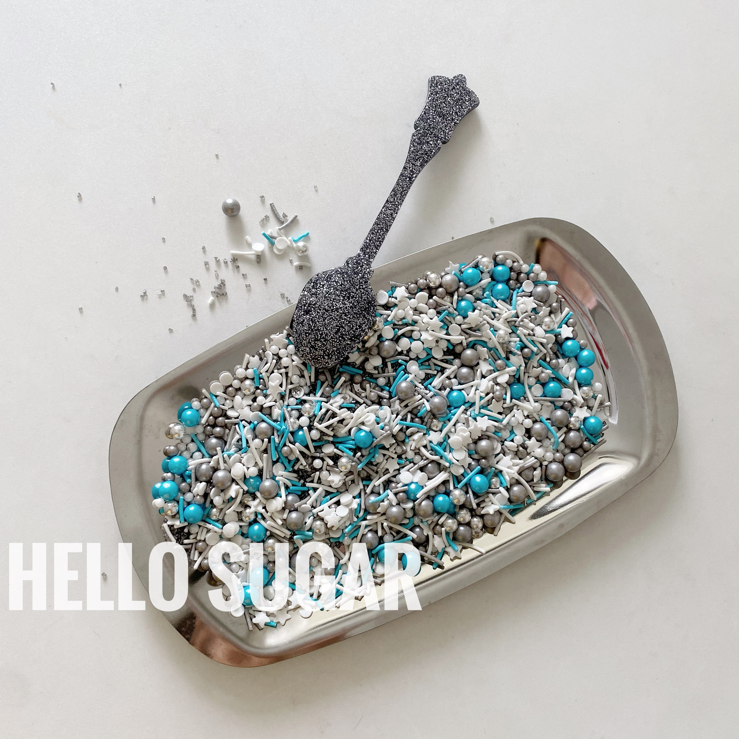 蒂芙尼网红复古情人节生日蛋糕甜品台混合装饰糖珠蓝色银珠仅装饰