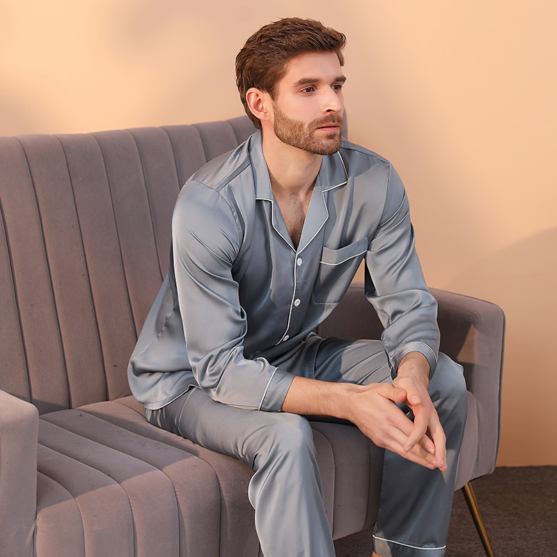 轻奢级冰丝睡衣男士2023新款春夏秋款丝绸长袖长裤家居服520礼物
