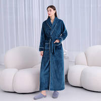 Extended men's bathrobe 2025 Autumn/Winter Edition Coral fleece grey warm thickened bathrobe thumbnail 8