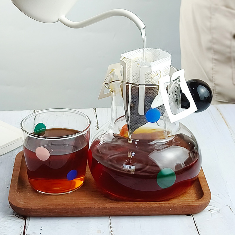 dheer波点玻璃杯手冲咖啡壶分享壶挂耳咖啡杯子耐高温牛奶泡茶杯
