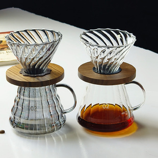 dheer手冲咖啡壶套装 v60过滤杯竖纹云朵壶玻璃分享壶咖啡冲泡器具
