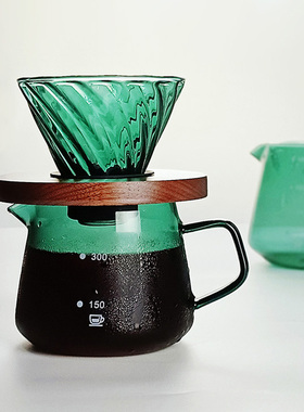 手冲咖啡壶套装咖啡分享壶带刻度家用玻璃咖啡具v60滤杯美式滴漏