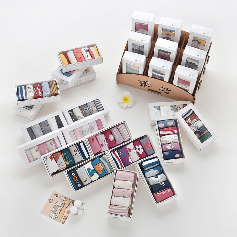 斑比正品秋冬儿童童袜五双礼盒装