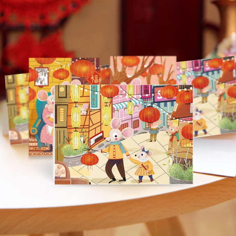 原创插画新年贺卡毕业班纪念伴手礼宝宝送爸爸生日礼物创意小清新