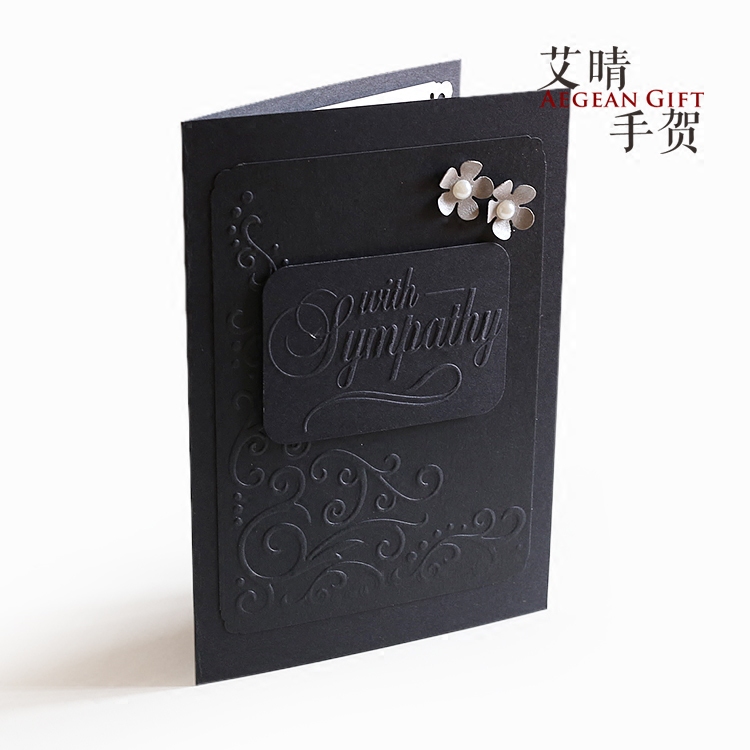 悼念卡片白事老人去世葬礼丧事精品贺卡追悼会重阳节缅怀先烈祭祖