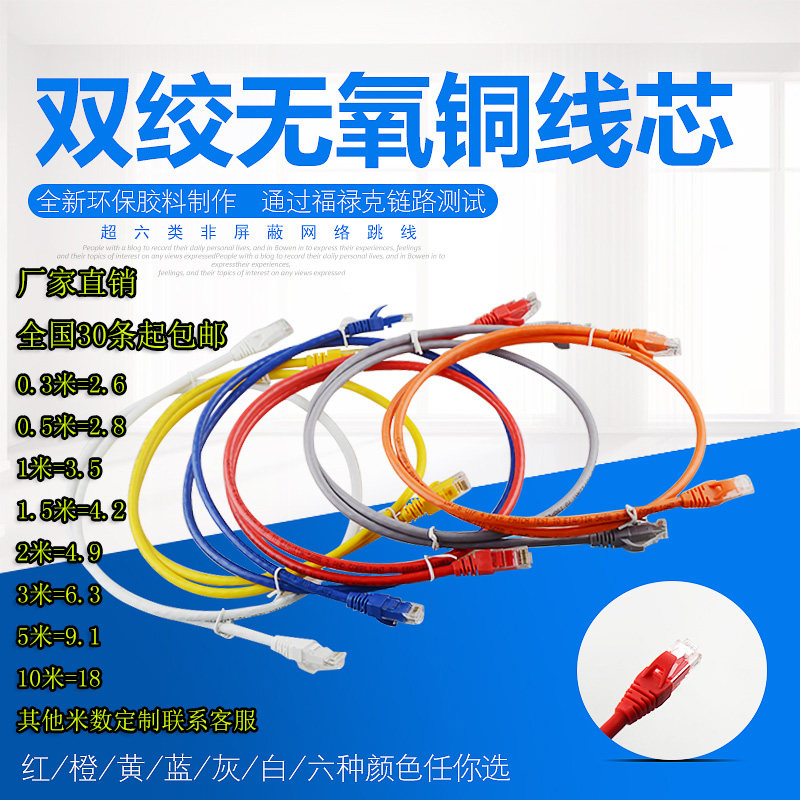 机制六类电脑宽带线网线千兆机房网络线cat6全铜网络跳线双胶网线