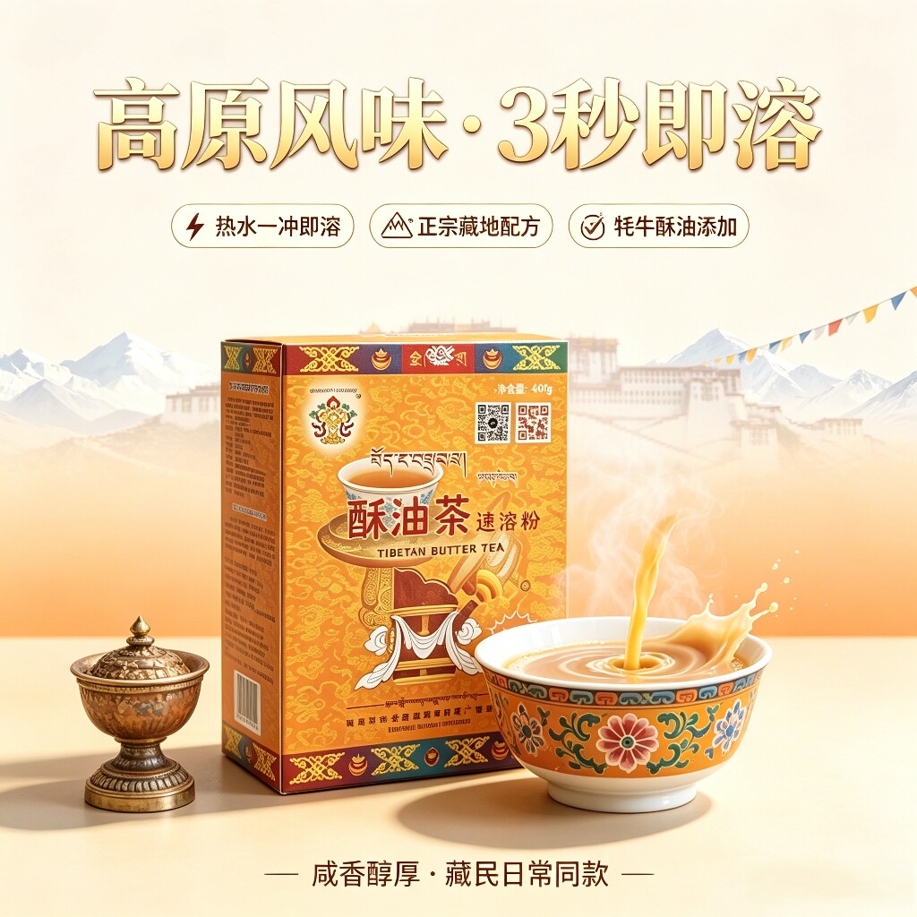 速溶酥油茶西藏金叶巴扎咸味40袋