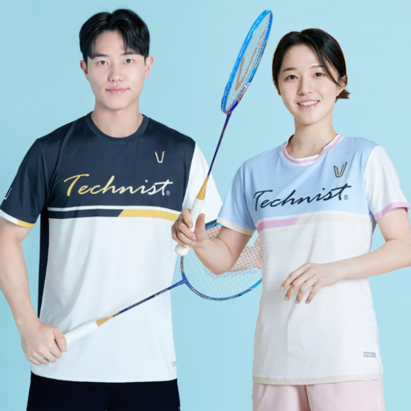 2024夏季新品韩国Technist羽毛球服男女款运动速干吸汗短袖拼色T