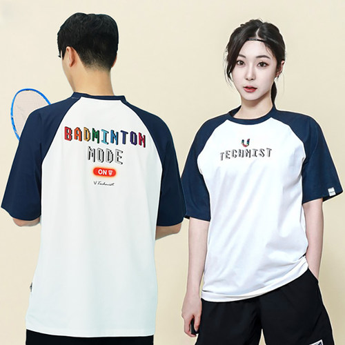 2024夏季新品Technist韩国羽毛球服男女同款运动速干吸汗字母短袖
