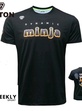 2019新品韩国UPTON羽毛球服男女运动黑色速干卡通忍者短袖T恤正品