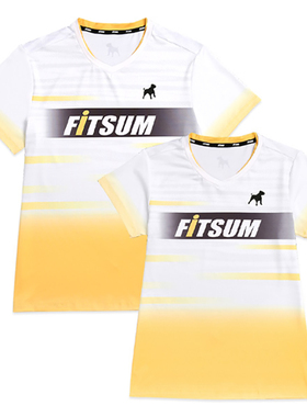 FITSUM韩国2023新品羽毛球服男女款运动T恤透气速干吸汗短袖黄色