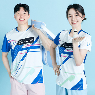2024新品韩国Technist羽毛球服男女运动短袖速干吸汗T恤透气上衣2