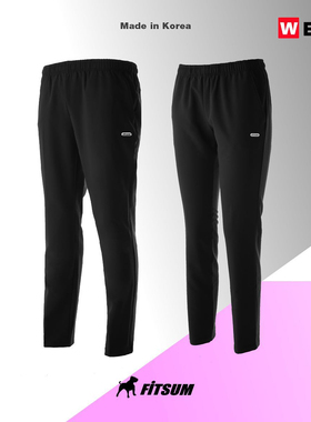 韩国秋冬款FITSUM羽毛球服黑色男女运动长裤吸汗速干防风训练裤1