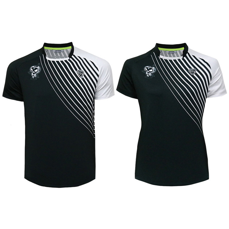 韩国UPTON新品羽毛球服男女情侣款运动短袖速干吸汗T恤斜纹机器人