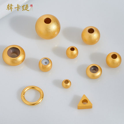 古法沙金圆珠圆形定位珠盘状定位珠开口环手串手链DIY小配件配饰