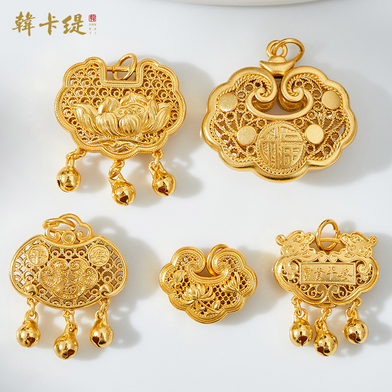 韩卡缇古法沙金久不掉色吊坠吊饰