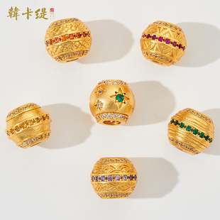 古法沙金镶嵌款 通孔隔珠手绳编绳diy手工串珠女散珠配件饰品珠子