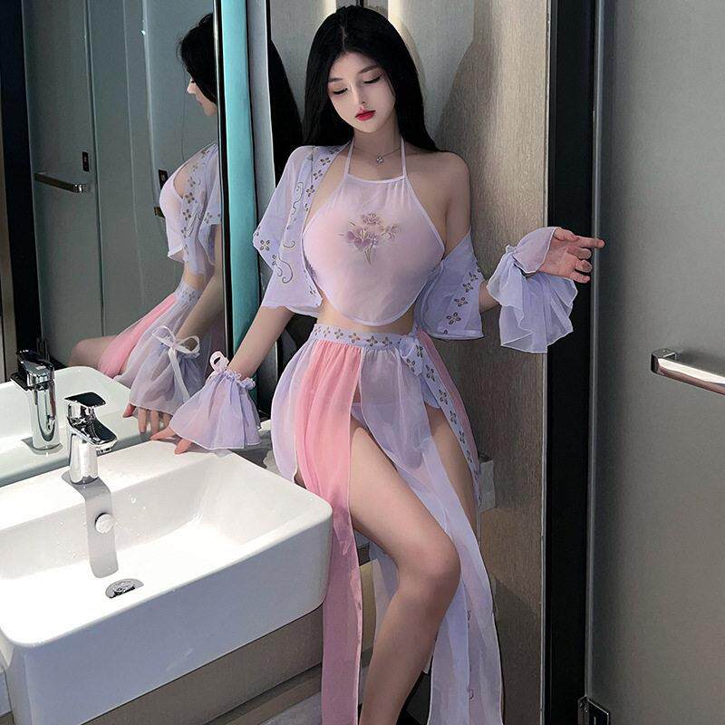 性感肚兜女士复古透视汉服制服角色扮演套装国潮诱惑趣味内衣qqny