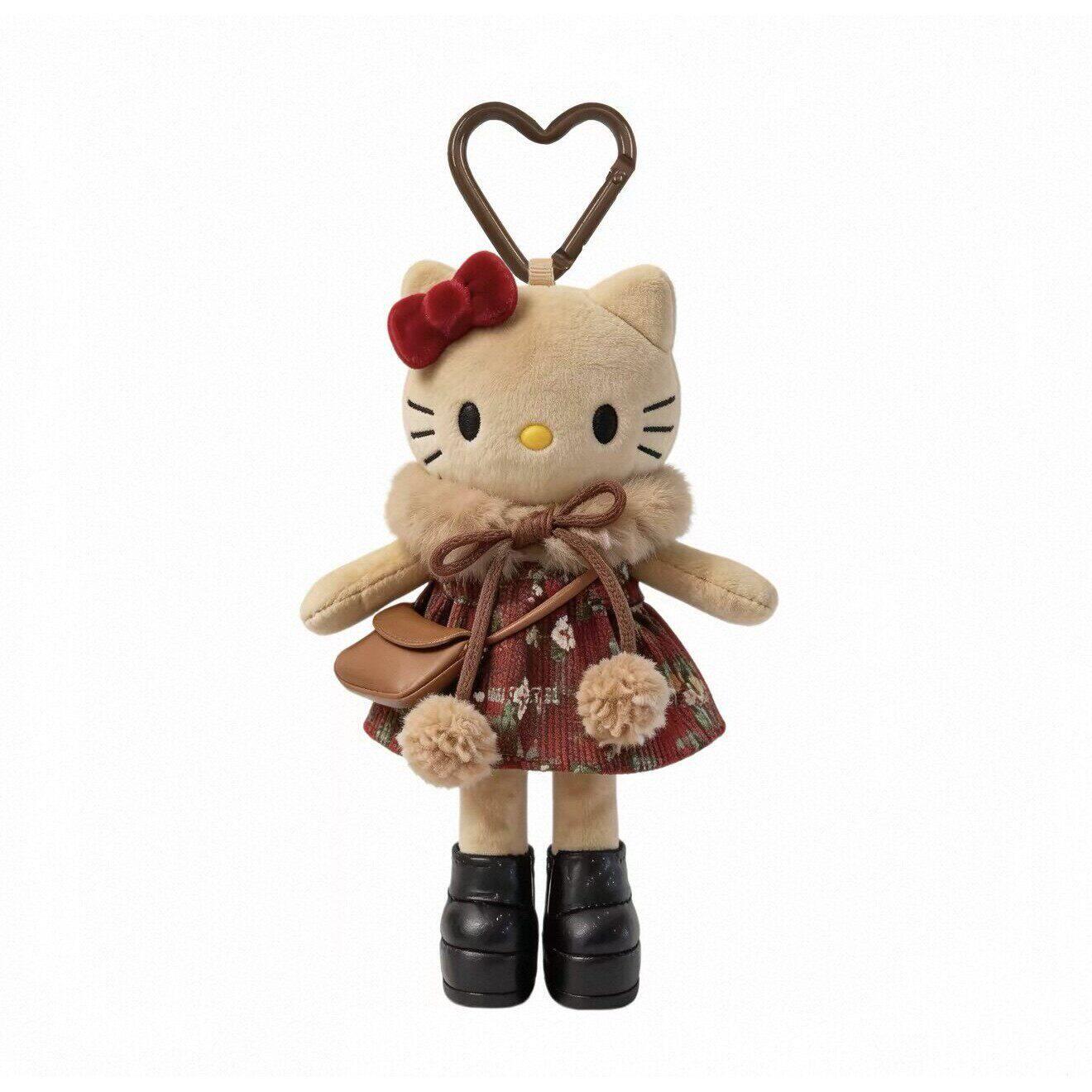 日本代购豹纹裙子装长腿Kitty挂件可爱毛绒公仔玩偶挂饰书包装饰