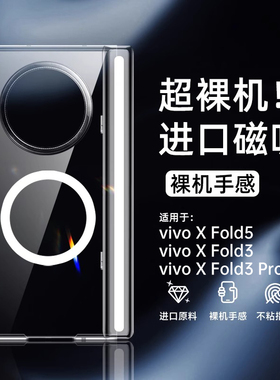 适用vivoxfold5手机壳新款xfold3折叠屏超薄透明磁吸保护套xfold3pro铰链后壳全包防摔vivo xfold5男女