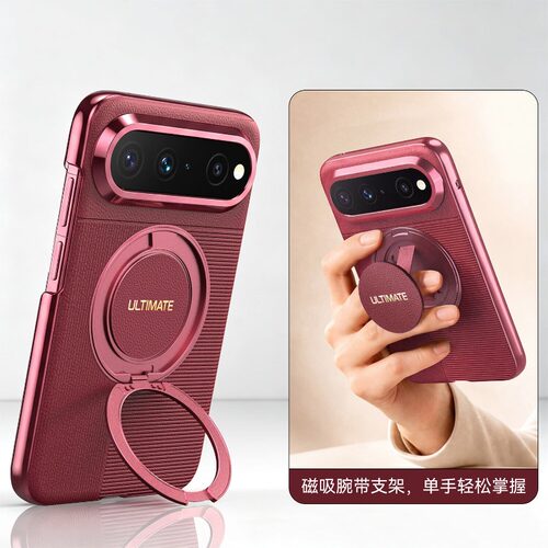 适用华为PuraX View手机壳素皮腕带旋转支架磁吸华为 puraxview阔直板机保护套新款puraxv镜头全包防摔外壳