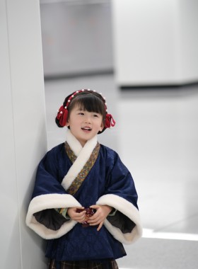 玺儿制作汉服童装 交领夹袄上衣 夹棉  男女都可穿