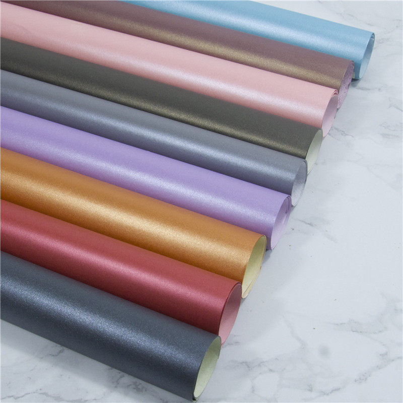 설날 설날 발렌타인 데이 생일 선물 선물 상자 단색 포장지 DIY 수제 진주 빛 종이 꽃 포장지