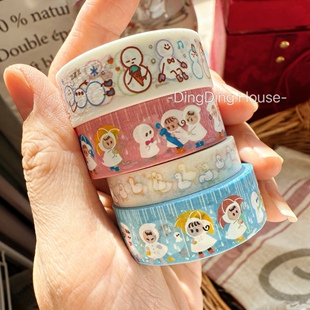 持续上新|【分装】日本如竹堂和纸胶带 蓝粉下雨天小鸭子手帐素材