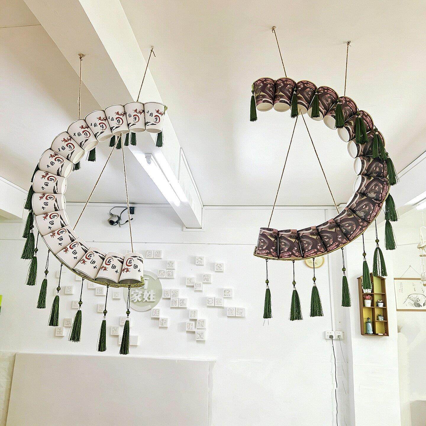 幼儿园国风环创流苏纸杯吊饰