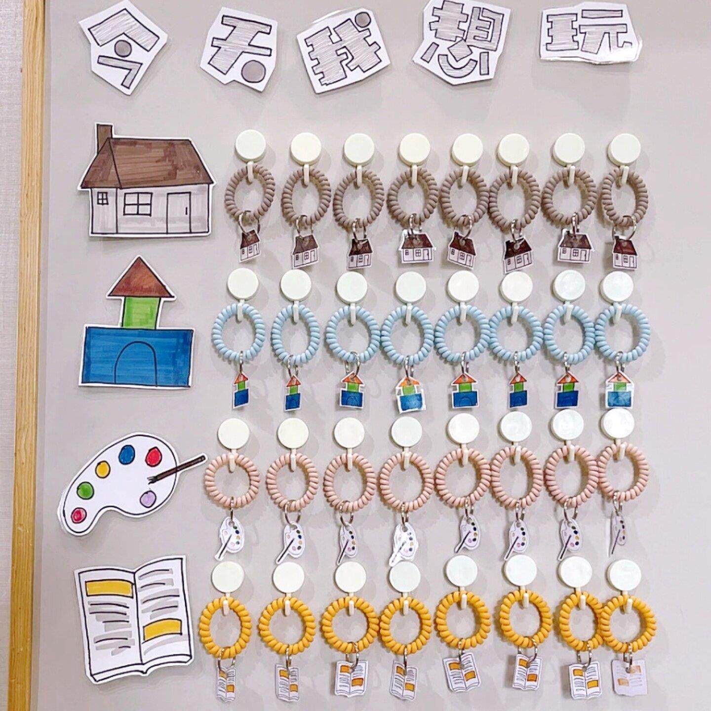 幼儿园签到墙环创材料电话线发圈