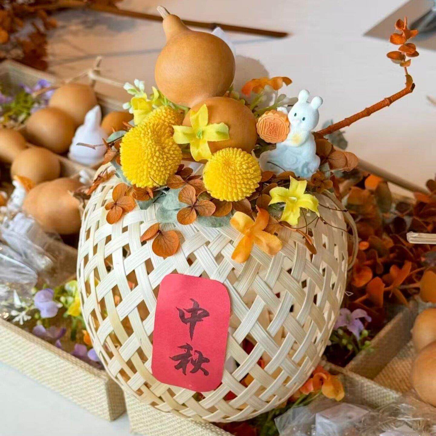 竹编灯笼DIY材料包兔子葫芦干花