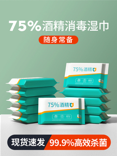 75% 杀菌学生儿童消毒湿纸巾随身装 75度酒精湿巾小包便携式 10包装