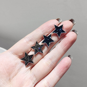 新款 甜美气质精致镶钻五角星银针耳钉 高级感百搭大气耳坠配饰品