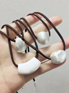 网红气质哥特风简约潮磨砂水滴圆球U形方块几何棉绳项链锁骨链颈