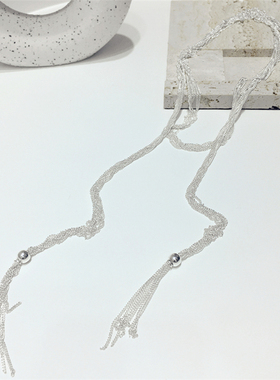 金属编织超长流苏绕圈项链