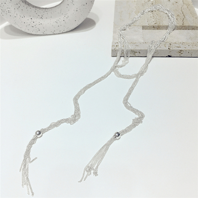 金属编织超长流苏绕圈项链