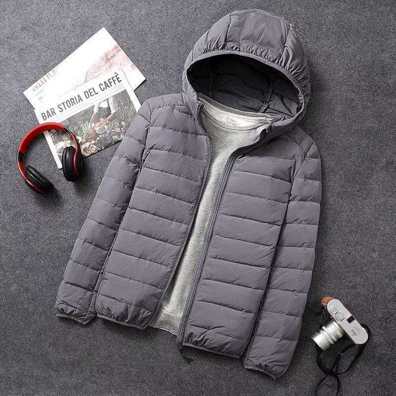 2025秋冬新款无缝羽绒服男轻薄立领连帽短款轻便青年大码薄款外套