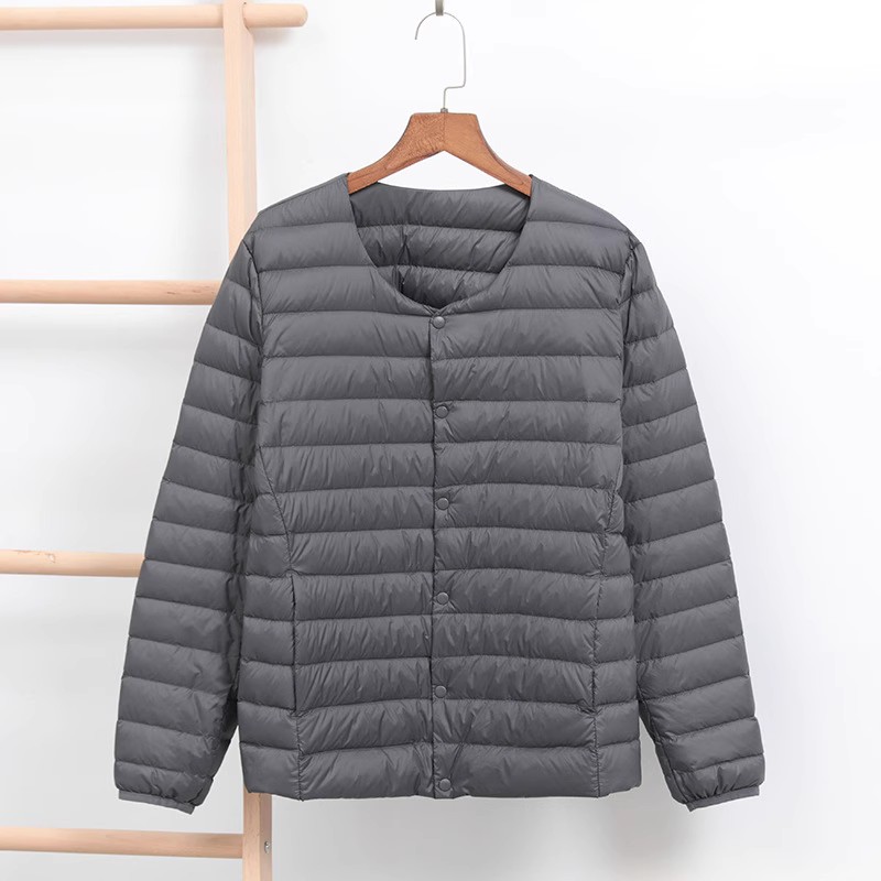 轻薄羽绒服男士无领内胆圆领外套