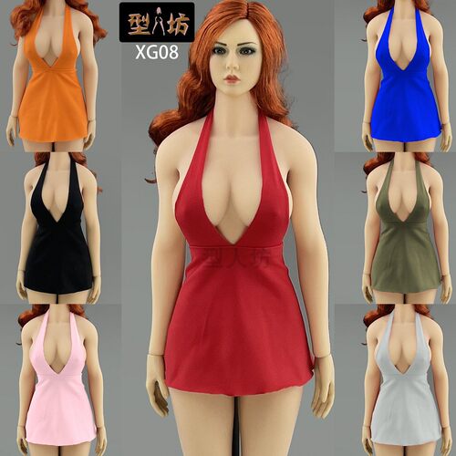 型人坊1/6女性感开胸挂脖短裙