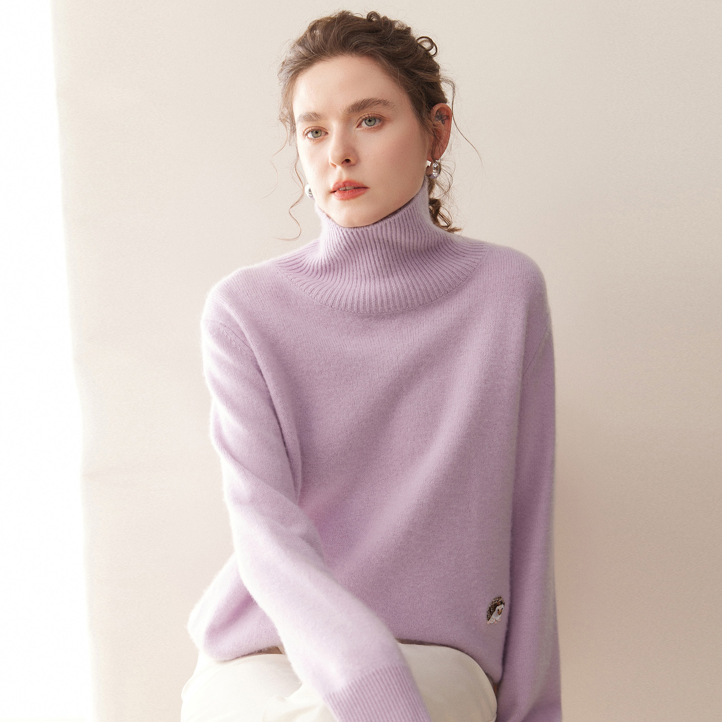 100%纯山羊绒衫女高领加厚毛衣